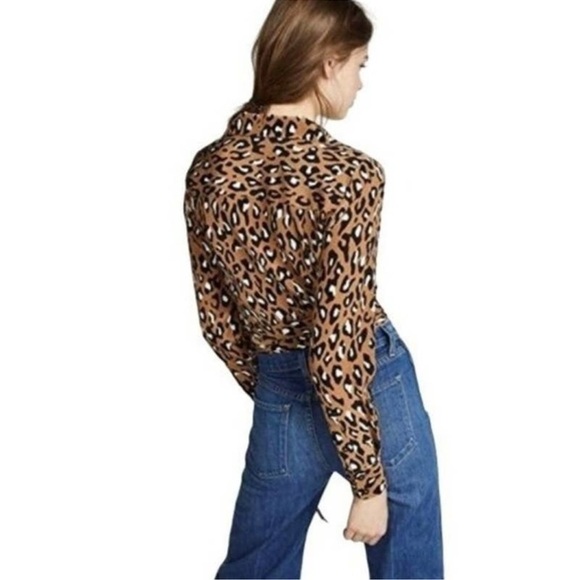 DIANE VON FURSTENBERG Shirt Womens Brown Whitman Leopard Print Silk Wrap Top - Picture 10 of 10